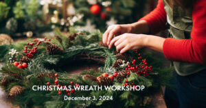 Image of a woman designing a christmas wreath