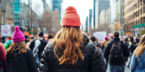 women marching in the streets for their rights